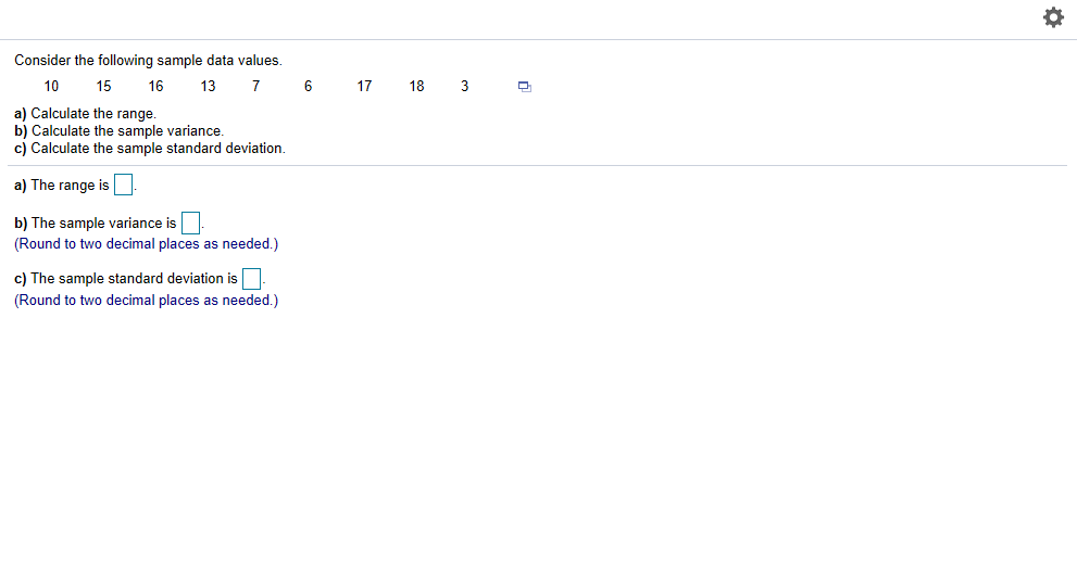 Solved 6 17 18 3 0 Consider the following sample data | Chegg.com