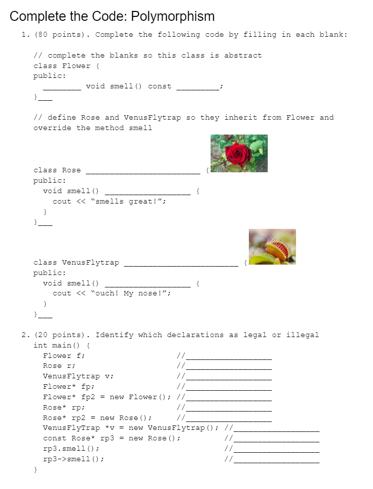 Solved Complete the Code: Polymorphism 1. (80 points). | Chegg.com