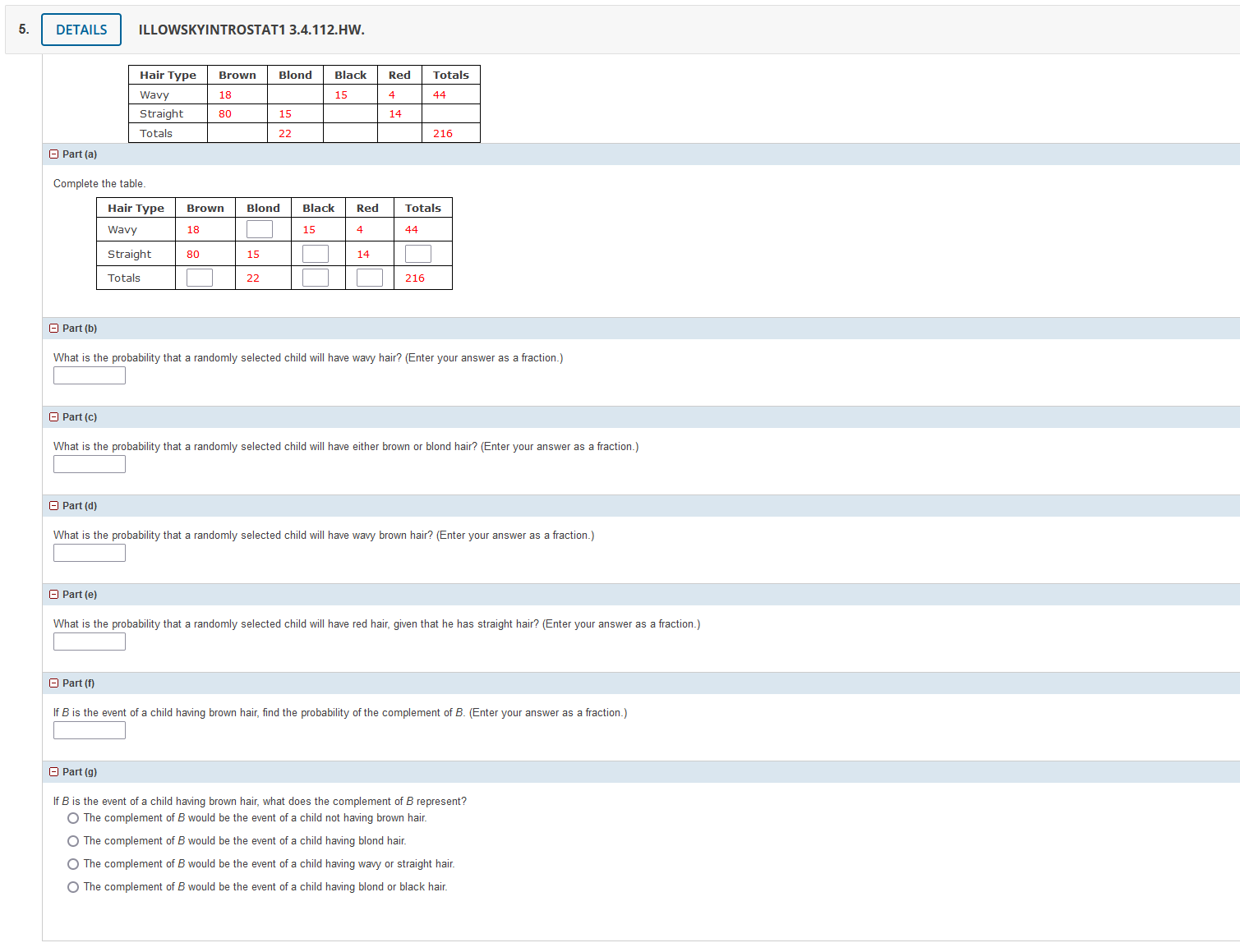 Solved ILLOWSKYINTROSTAT1 3.4.112.HW. Part (a) Complete The | Chegg.com