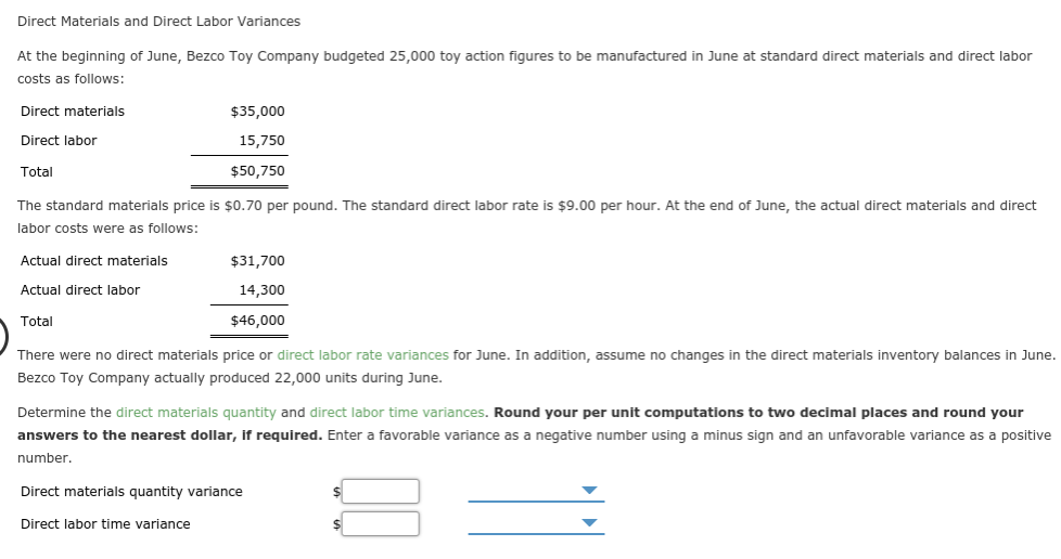 Solved Direct Materials Variances De Soto Inc. produces | Chegg.com