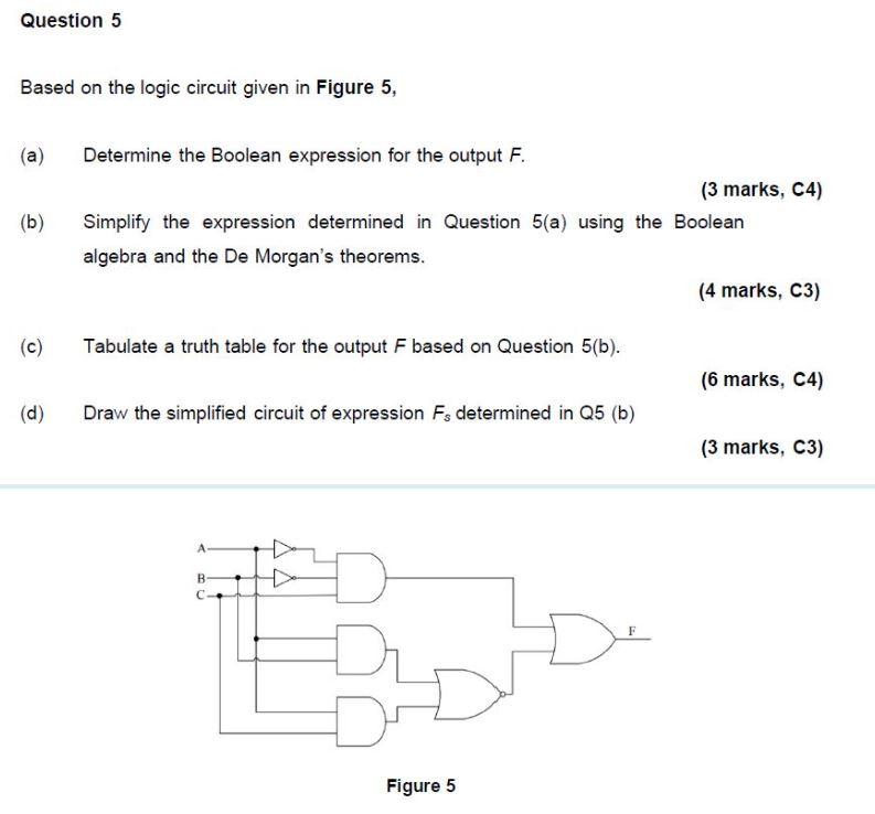 Solved Question 5 Based on the logic circuit given in Figure | Chegg.com