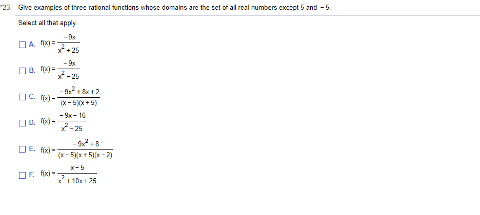 Solved *23. Give examples of three rational functions whose | Chegg.com