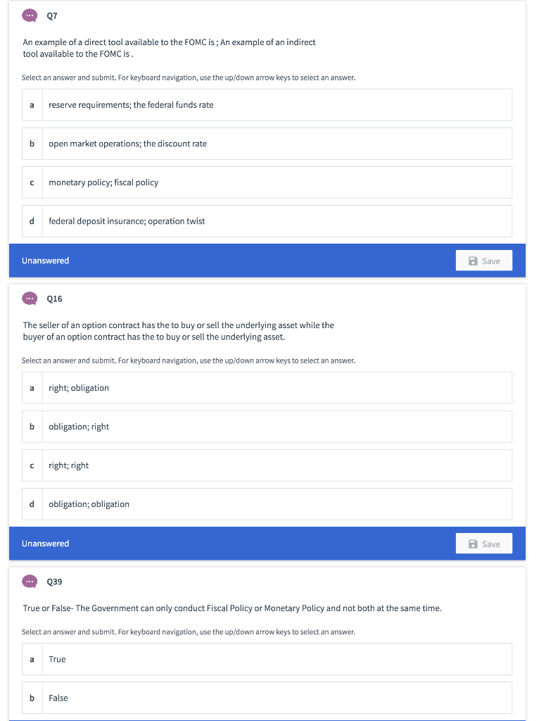 Solved Q7 An example of a direct tool available to the FOMC