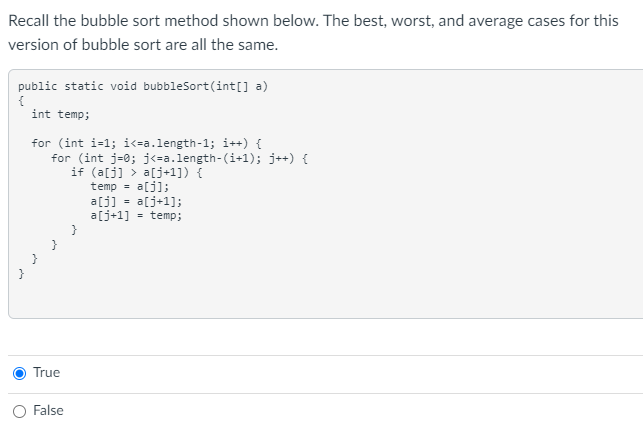 Solved Recall the bubble sort method shown below. The best, | Chegg.com