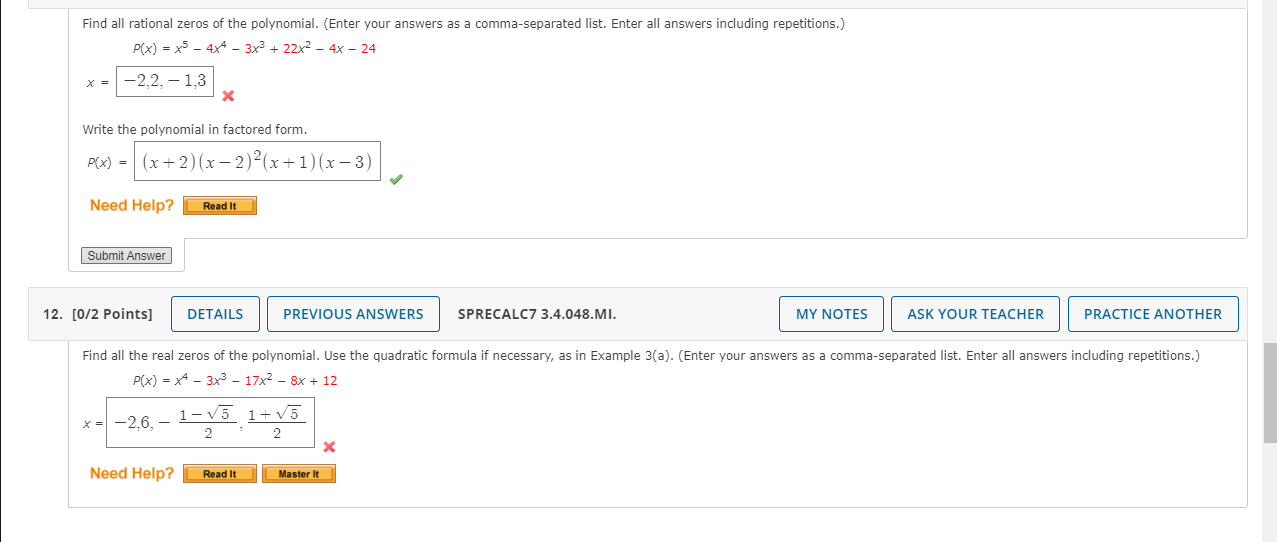 Solved Find all rational zeros of the polynomial. (Enter
