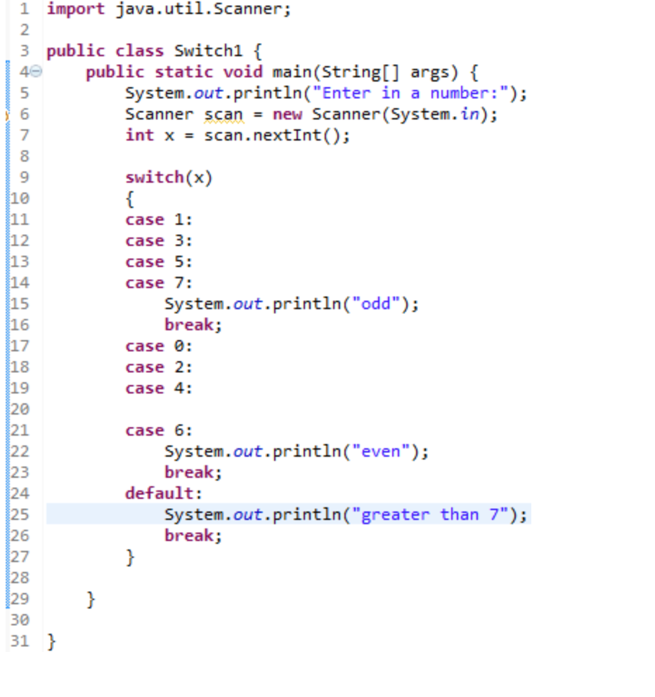 Solved Click on Switch 1.java. What is the output from | Chegg.com
