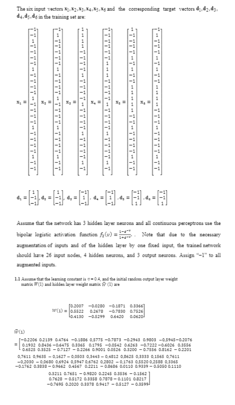 Solved using the error back propagation training calculate chegg