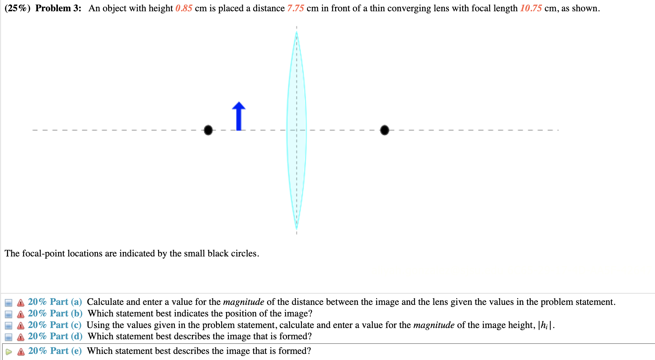 Solved The focalpoint locations are indicated by the small