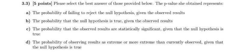Solved 3.3) [5 points] Please select the best answer of | Chegg.com