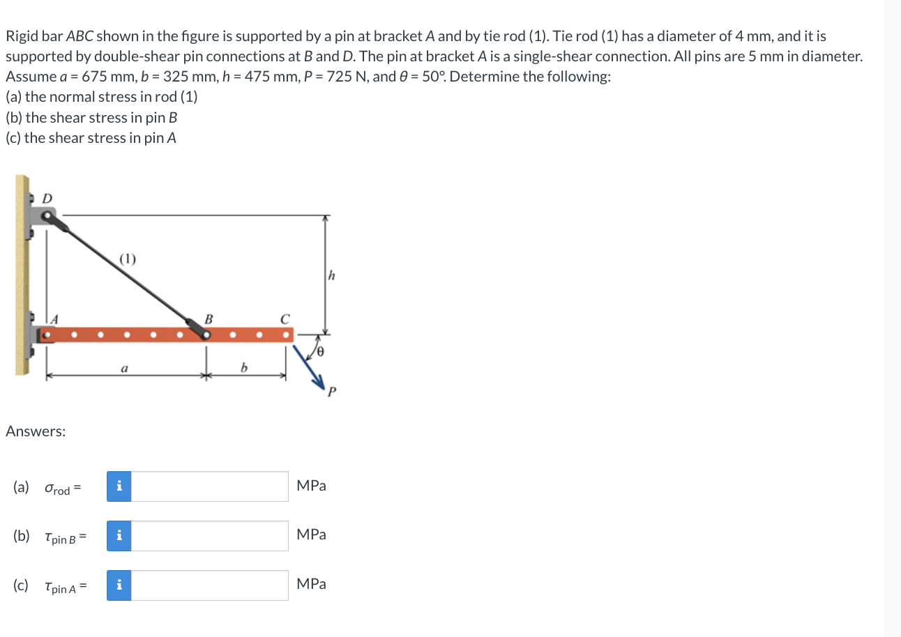 Solved Rigid Bar ABC Shown In The Figure Is Supported By A | Chegg.com