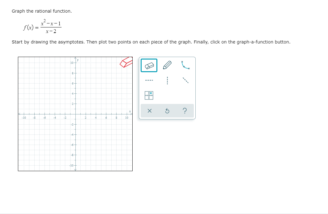 Solved Graph the rational function. x²-x-1 f(x) = X-2 Start | Chegg.com