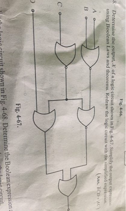 Solved Fig. 4-66. Determine the output, X of a logic circuit | Chegg.com