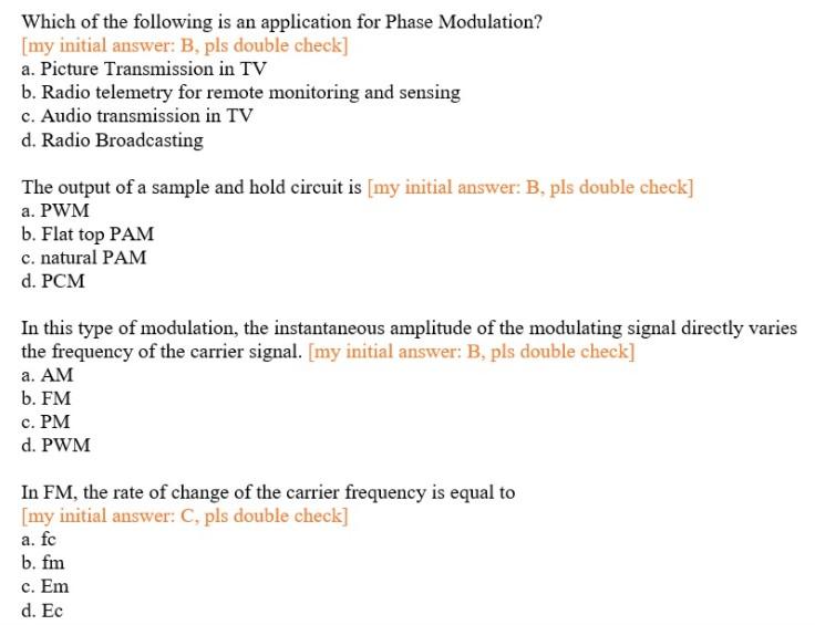 Solved Which of the following is an application for Phase | Chegg.com