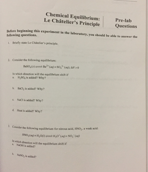 Le Chateliers Principle Lab Answers Get Images
