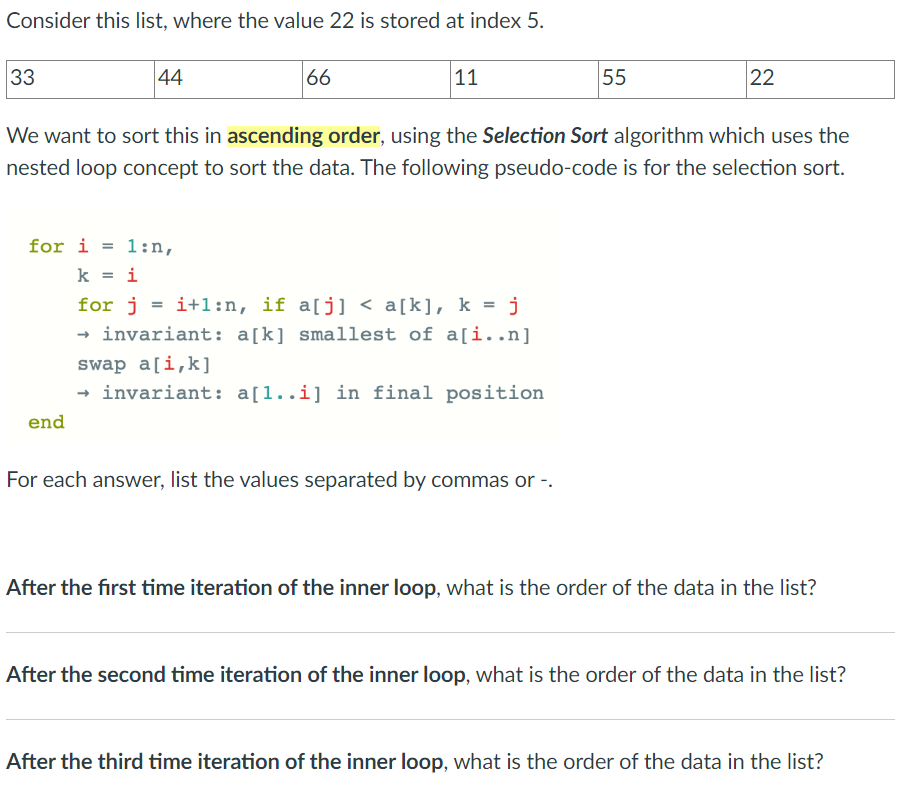 Solved Consider this list, where the value 22 is stored at | Chegg.com