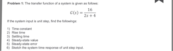 Solved Problem 1: The transfer function of a system is given | Chegg.com