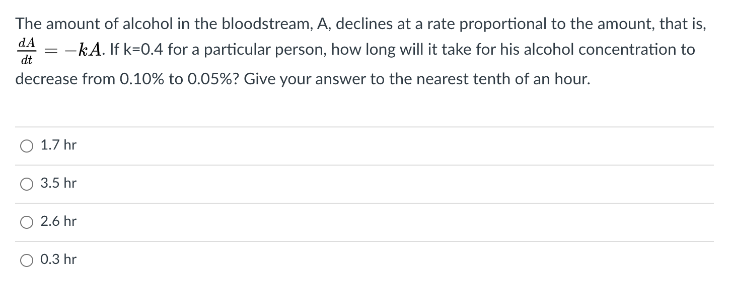 the amount of alcohol in your bloodstream is called__