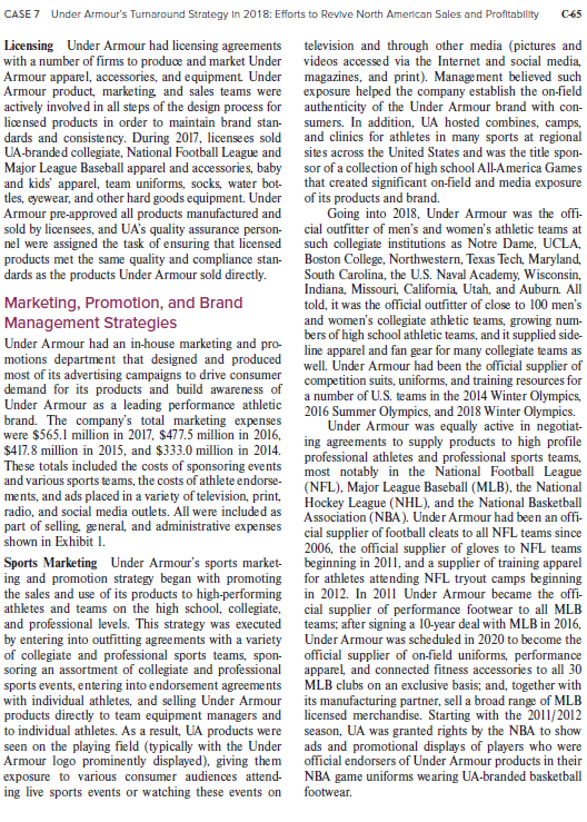 Solved UNDER ARMOUR CASE Under Armour CEO Kevin Plank Has...