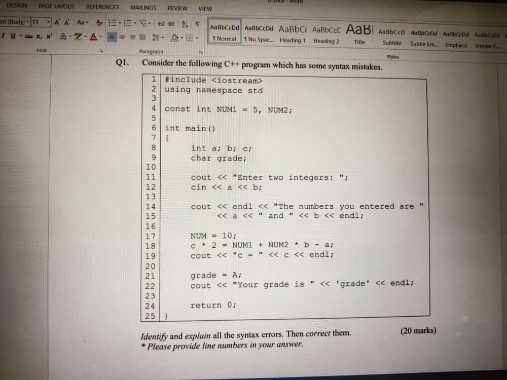 Solved wors DESIGN PAGE LAYOUT REFERENCES MAILINGS REVIEW | Chegg.com