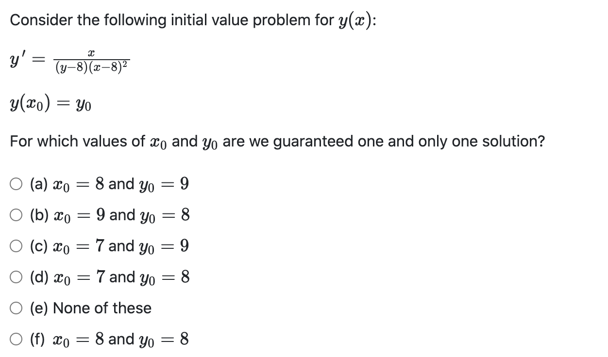 Solved Consider the following initial value problem for | Chegg.com