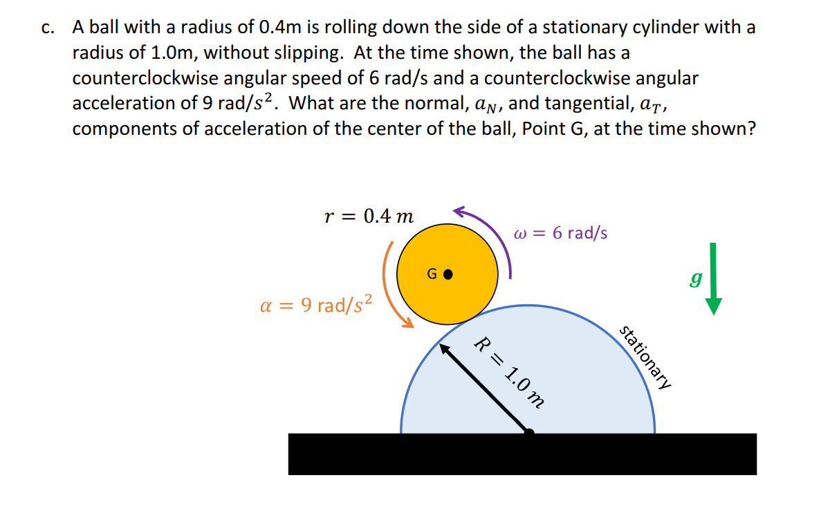 Solved C. A ball with a radius of 0.4m is rolling down the