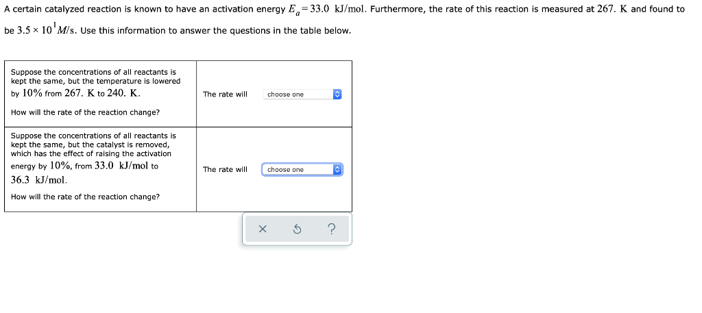Solved A certain catalyzed reaction is known to have an | Chegg.com
