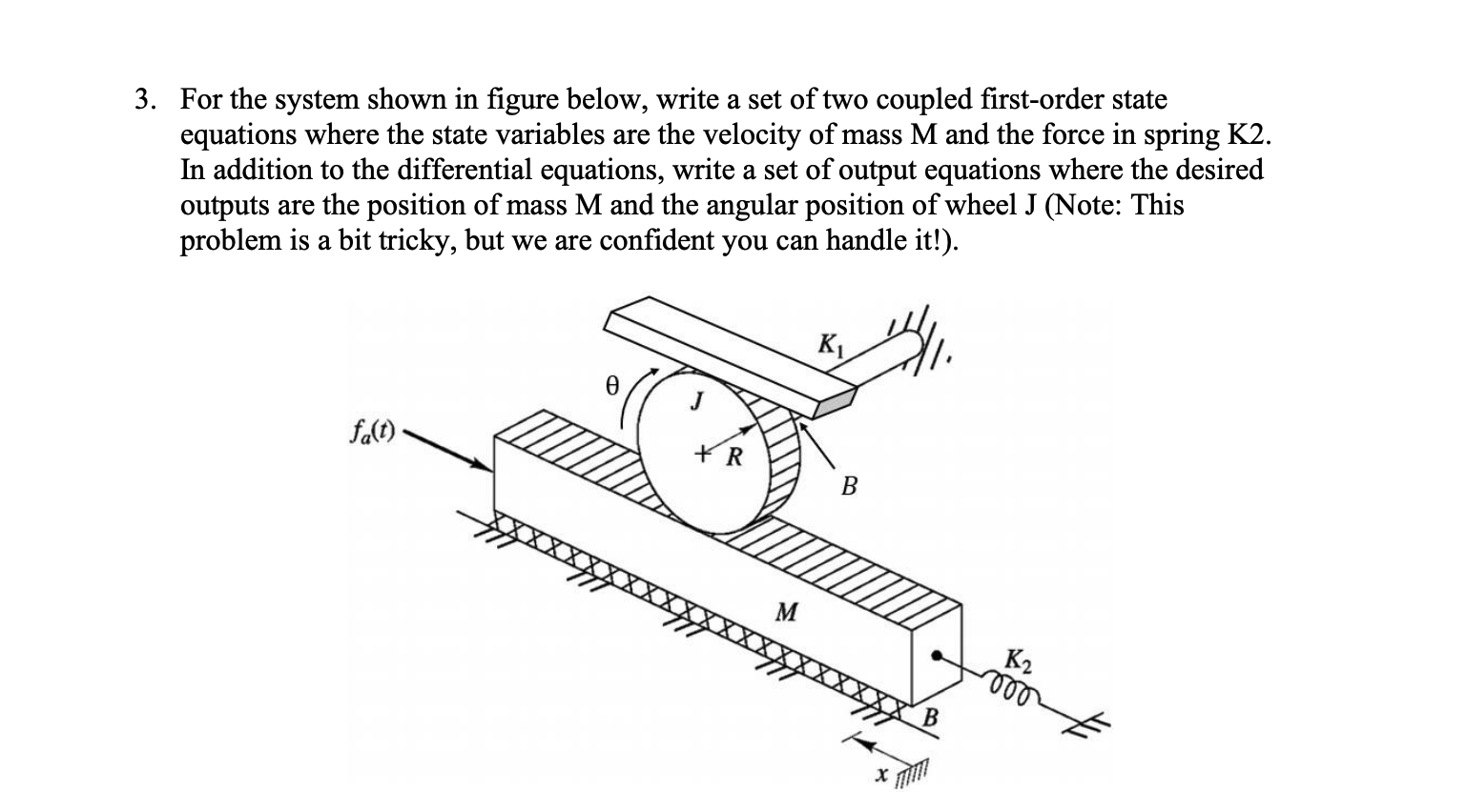 Solved 3. For the system shown in figure below, write a set | Chegg.com