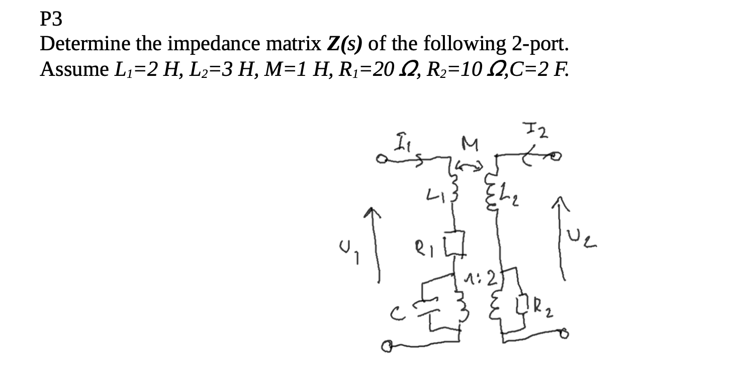 Solved P3 Determine the impedance matrix Z(s) of the | Chegg.com