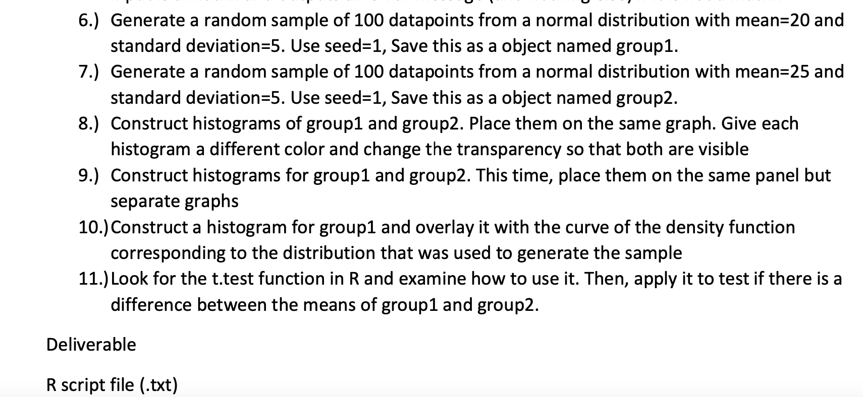 6.) Generate a random sample of 100 datapoints from a | Chegg.com