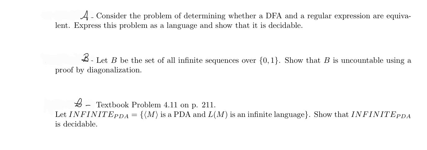 Solved A - Consider the problem of determining whether a DFA | Chegg.com