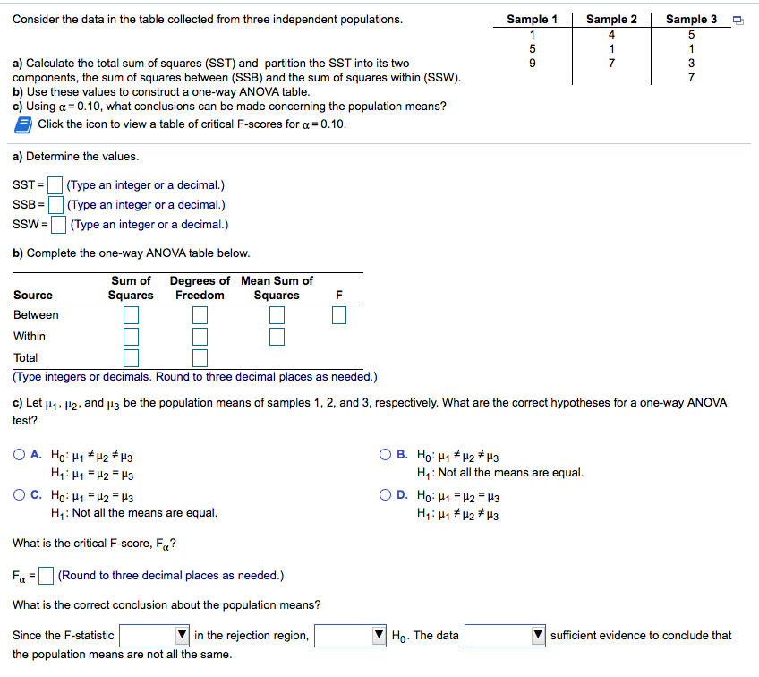 Solved Sample 1 Consider the data in the table collected | Chegg.com