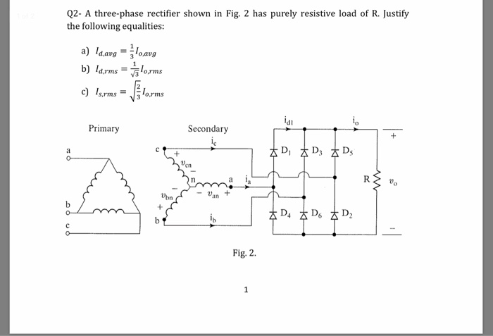 Solved 2- A three-phase rectifier shown in Fig, 2 has purely | Chegg.com