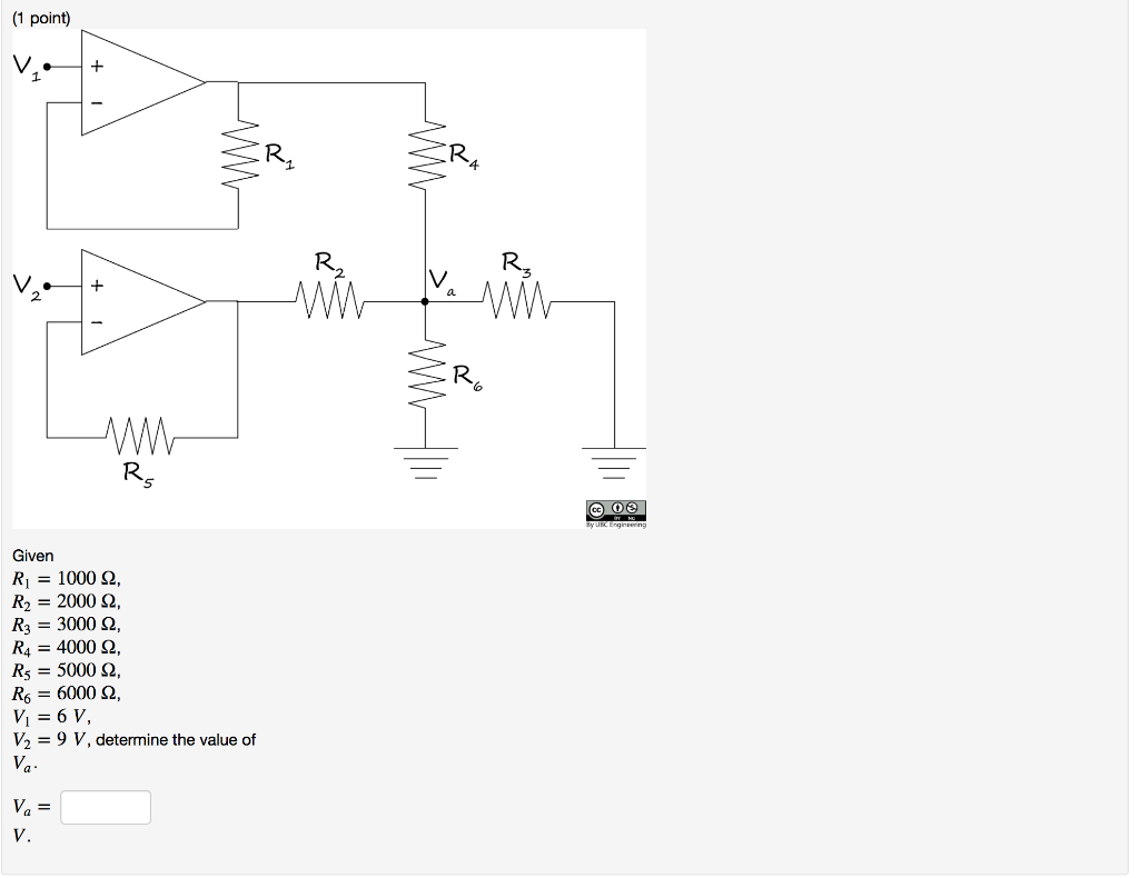 Solved (1 point) R, + 1 25 SUSC Engineering Given R1 = 1000 | Chegg.com