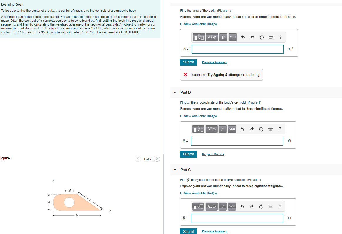 Solved Learning Goal: To be able to find the center of | Chegg.com
