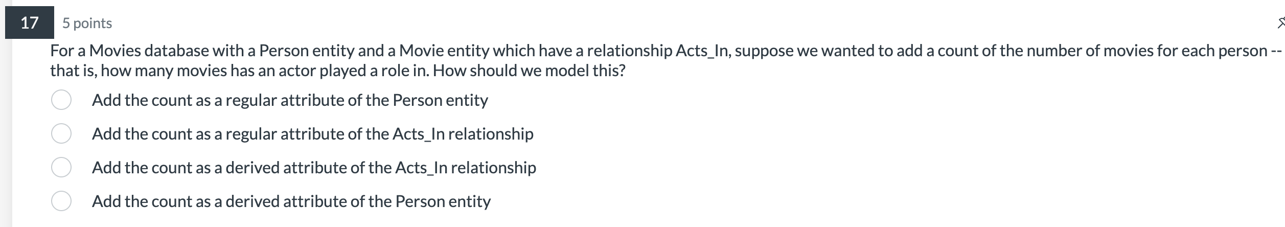 Solved For a Movies database with a Person entity and a | Chegg.com