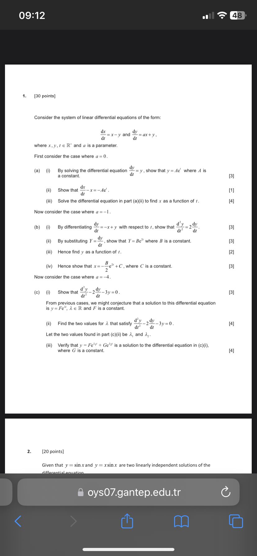 Solved Consider the system of linear differential equations | Chegg.com