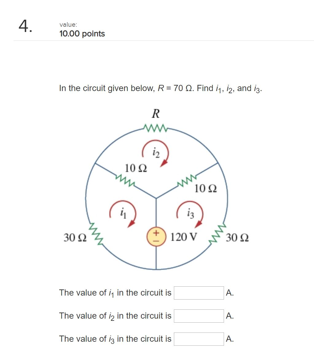 Solved value: 10.00 points In the circuit given below, R = | Chegg.com