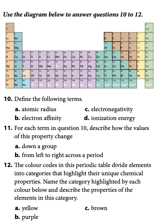 Solved Use The Diagram Below To Answer Questions 10 To 12. H | Chegg.com