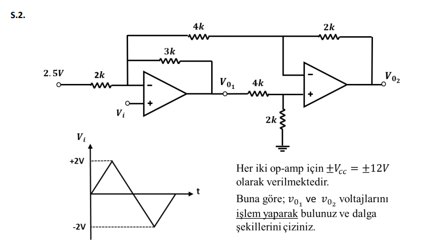 Solved For both op-amps, ±Vcc=±12V is given. Accordingly; | Chegg.com