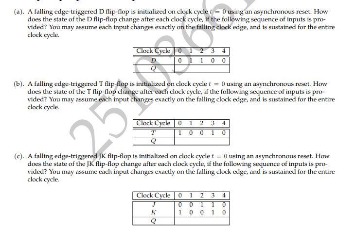 Solved ca (a). A falling edge-triggered D flip-flop is | Chegg.com