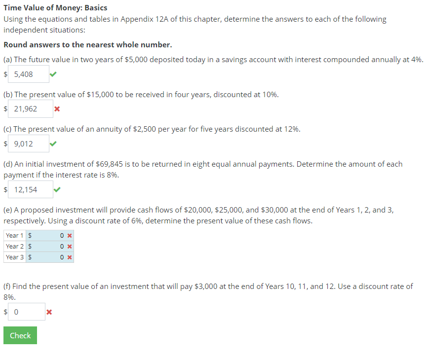 Solved Time Value of Money Basics Using the equations and