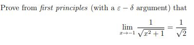 Solved Prove from first principles (with a ε-δ argument) | Chegg.com