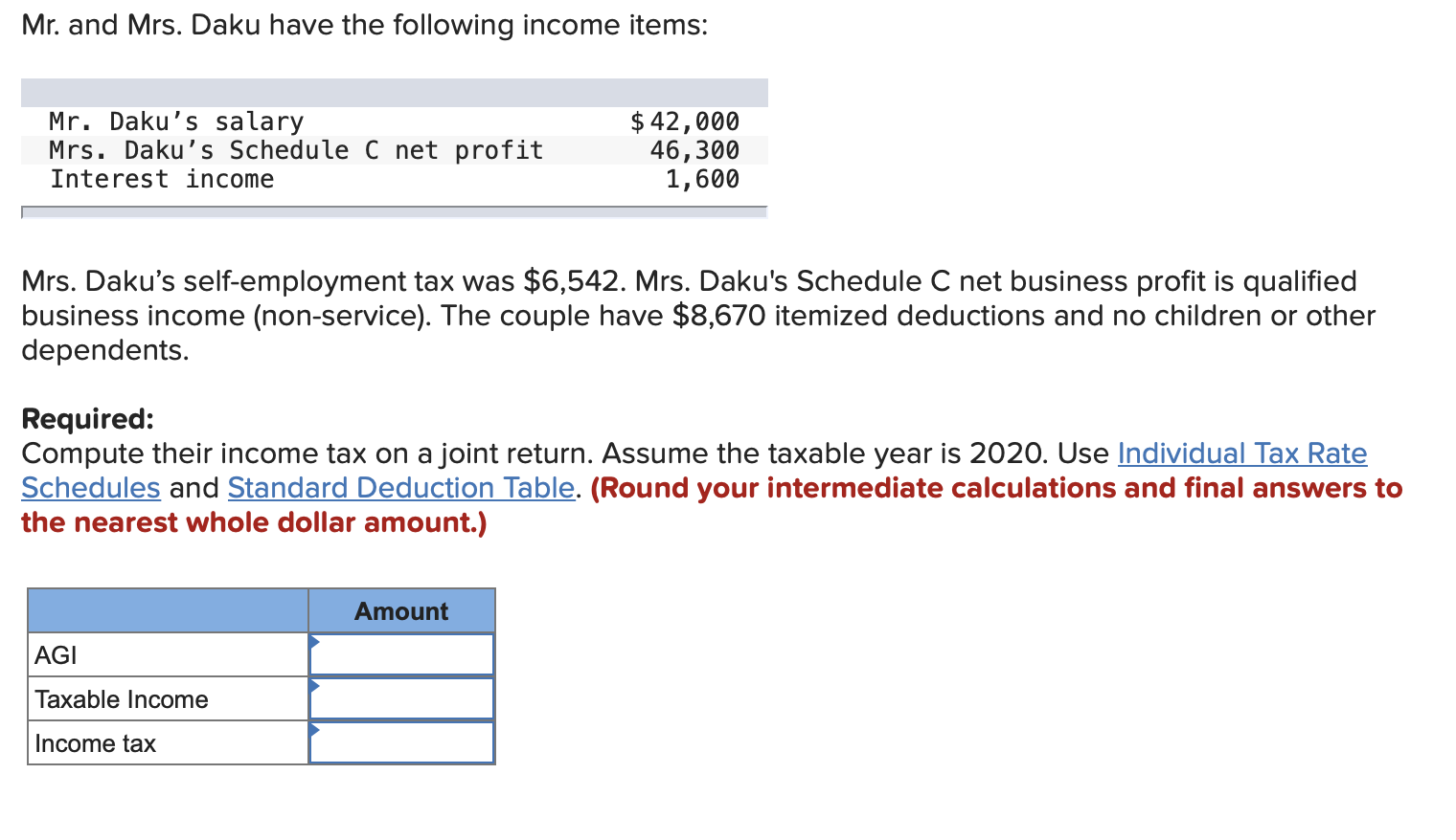 Solved Mr. And Mrs. Daku Have The Following Income Items: | Chegg.com