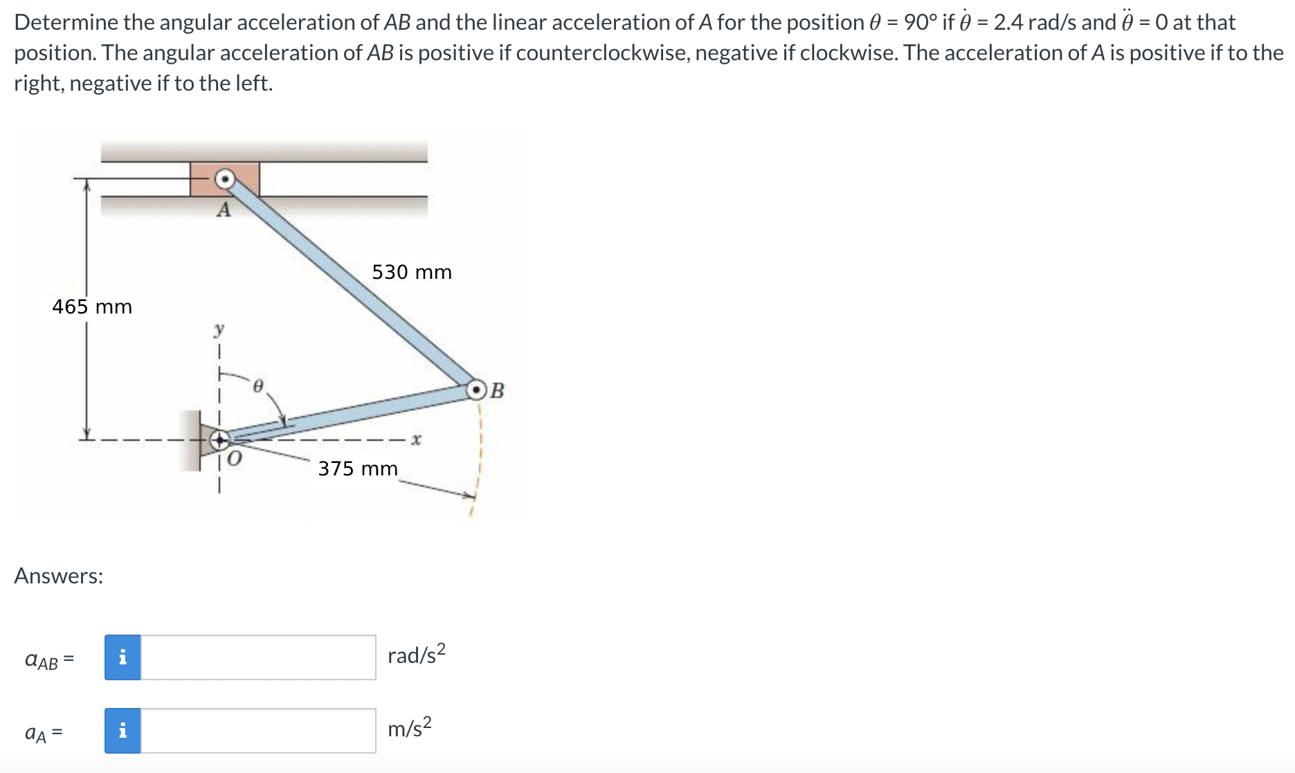 Solved Determine the angular acceleration of AB ﻿and the | Chegg.com