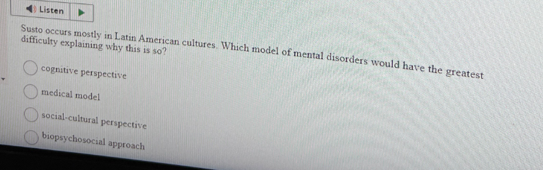 Solved Susto occurs mostly in Latin American cultures. Which | Chegg.com