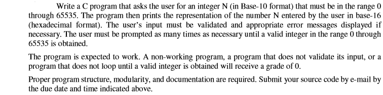 Solved Write a C program that asks the user for an integer N | Chegg.com