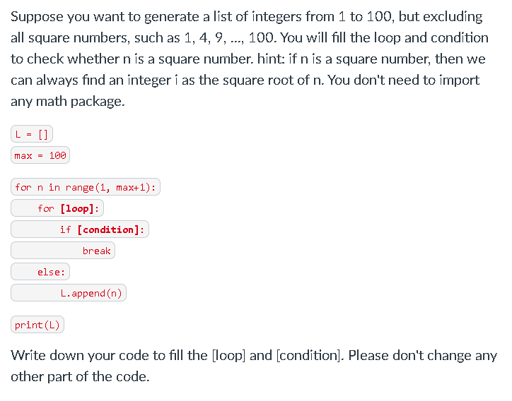Solved Suppose you want to generate a list of integers from | Chegg.com