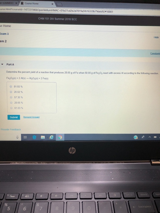 Solved Determine The Percent Yield Of A Reaction That | Chegg.com