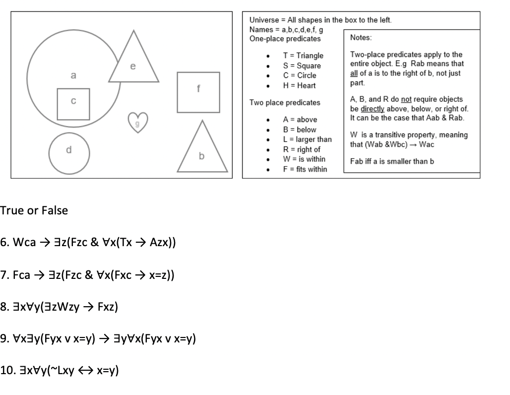 Solved A Universe All Shapes In The Box To The Left Na Chegg Com