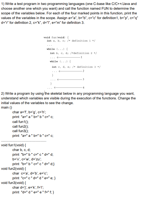 Solved 1 Write A Test Program In Two Programming Languag Chegg Com